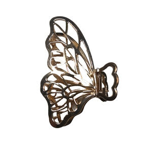 Gold Tone Butterfly Hair Barrette Tension Clip Everyday Use Classic